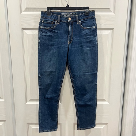 American Eagle Women’s Vintage Hi-Rise Ankle Jeans Size 6 Dark Blue Denim - Picture 2 of 10